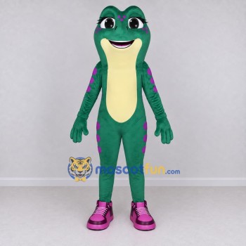 Custom Teal and Purple Spotted Frog Character Mascot Costume Adult Full Body Suit for School Events Custom Teal and Purple Spotted Frog Character Mascot Costume Adult Full Body Suit for School Events