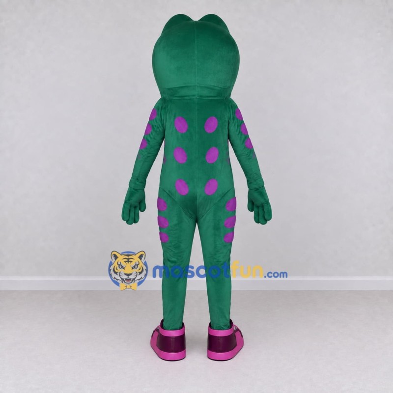 Custom Teal and Purple Spotted Frog Character Mascot Costume Adult Full Body Suit for School Events Custom Teal and Purple Spotted Frog Character Mascot Costume Adult Full Body Suit for School Events