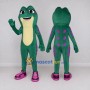 Custom Teal and Purple Spotted Frog Character Mascot Costume Adult Full Body Suit for School Events