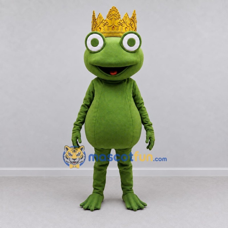 Custom Green and Gold Frog King Character Mascot Costume Adult Full Body Suit for Theme Parties Custom Green and Gold Frog King Character Mascot Costume Adult Full Body Suit for Theme Parties