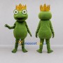 Custom Green and Gold Frog King Character Mascot Costume Adult Full Body Suit for Theme Parties