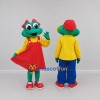 Custom Green and Red Frog Characters in Colorful Outfits Mascot Costume Adult Full Body Suit for School Events Custom Green and Red Frog Characters in Colorful Outfits Mascot Costume Adult Full Body Suit for School Events