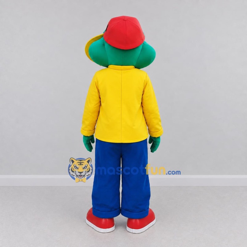 Custom Green and Red Frog Characters in Colorful Outfits Mascot Costume Adult Full Body Suit for School Events Custom Green and Red Frog Characters in Colorful Outfits Mascot Costume Adult Full Body Suit for School Events