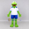 Custom Green and Blue Frog in Sportswear Mascot Costume Adult Full Body Suit for Sports Events Custom Green and Blue Frog in Sportswear Mascot Costume Adult Full Body Suit for Sports Events