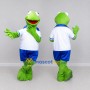Custom Green and Blue Frog in Sportswear Mascot Costume Adult Full Body Suit for Sports Events