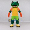 Custom Green and Yellow Frog in Sportswear Mascot Costume Adult Full Body Suit for Sports Events Custom Green and Yellow Frog in Sportswear Mascot Costume Adult Full Body Suit for Sports Events