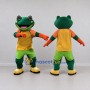 Custom Green and Yellow Frog in Sportswear Mascot Costume Adult Full Body Suit for Sports Events