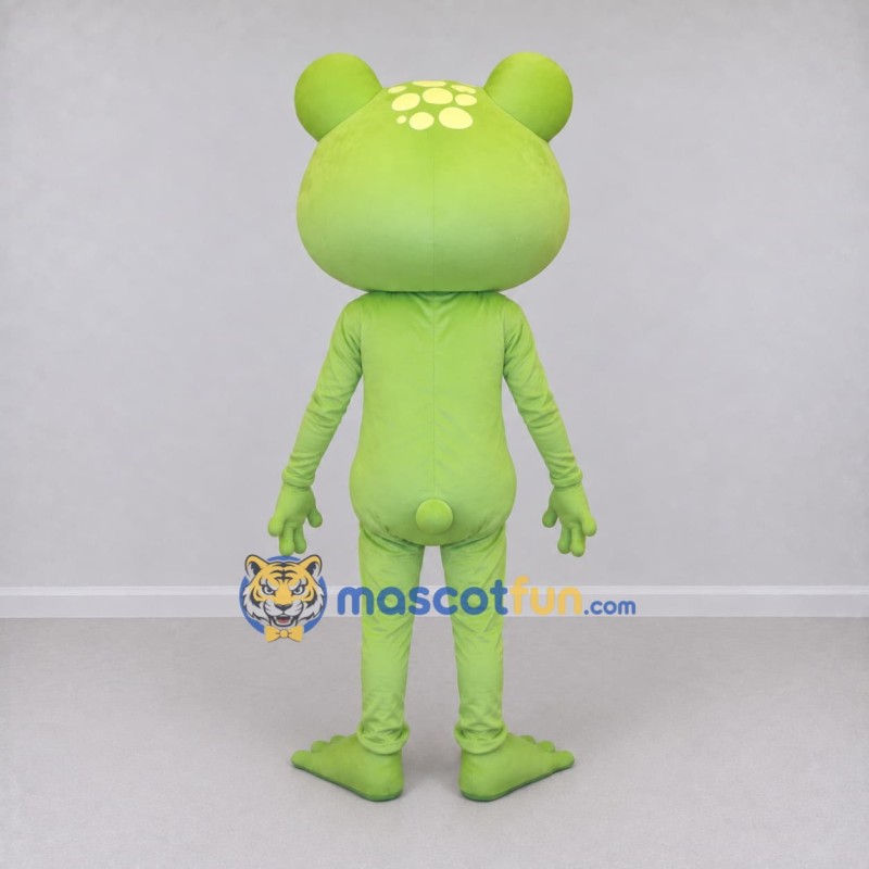 Custom Light Green Frog Character with a Flower Detail Mascot Costume Adult Full Body Suit for School Events Custom Light Green Frog Character with a Flower Detail Mascot Costume Adult Full Body Suit for School Events