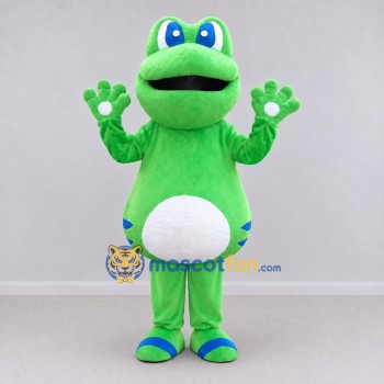 Custom Green and White Frog Character Mascot Costume Adult Full Body Suit for School Events