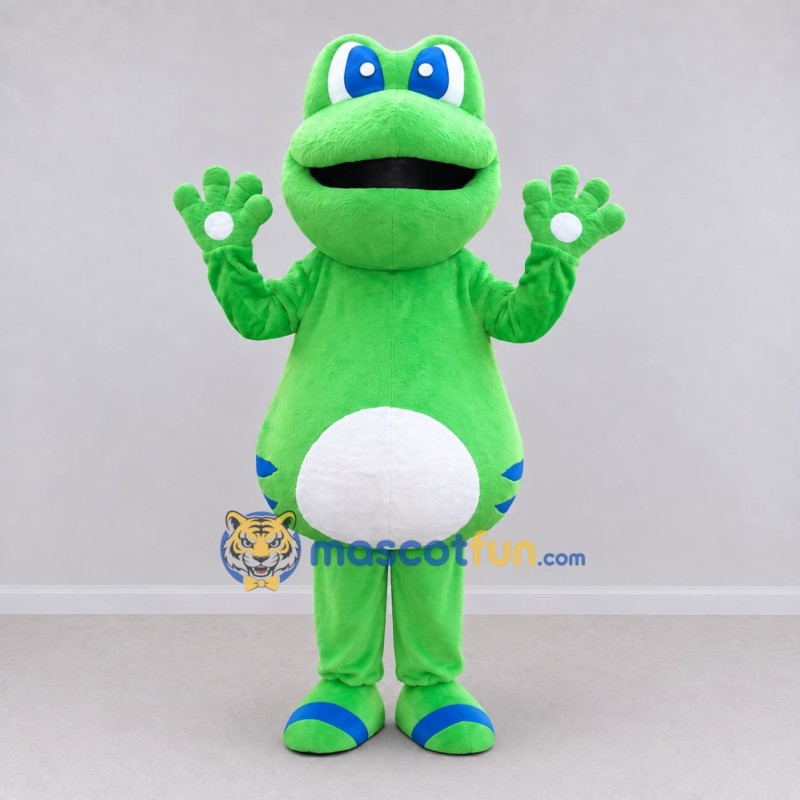Custom Green and White Frog Character Mascot Costume Adult Full Body Suit for School Events Custom Green and White Frog Character Mascot Costume Adult Full Body Suit for School Events