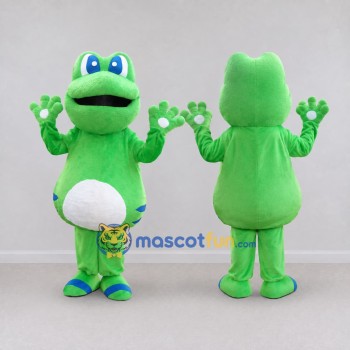 Custom Green and White Frog Character Mascot Costume Adult Full Body Suit for School Events