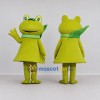 Custom Green and Yellow Frog Character with a Scarf Mascot Costume Adult Full Body Suit for School Events Custom Green and Yellow Frog Character with a Scarf Mascot Costume Adult Full Body Suit for School Events