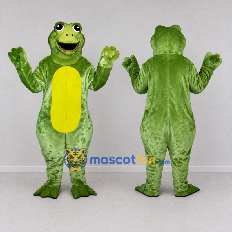 Custom Green and Yellow Frog Mascot Costume Adult Full Body Suit for School Events Custom Green and Yellow Frog Mascot Costume Adult Full Body Suit for School Events