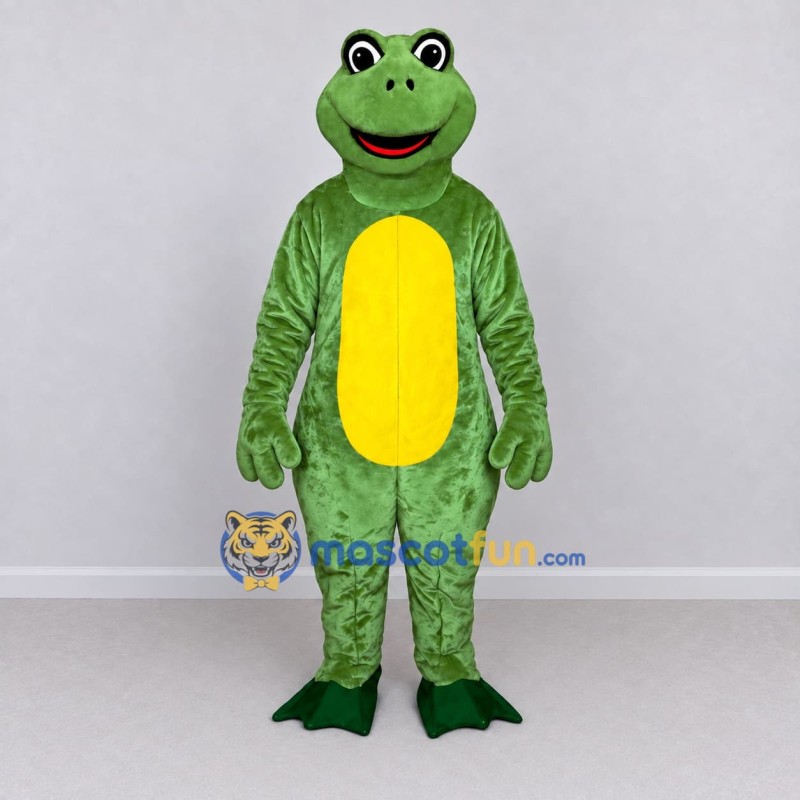 Custom Green and Yellow Frog Mascot Costume Adult Full Body Suit for School Events