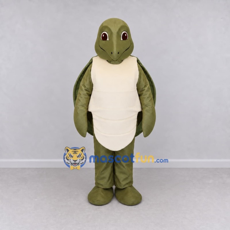 Custom Olive Green and Cream Turtle Mascot Costume Adult Full Body Suit for Wildlife Events Custom Olive Green and Cream Turtle Mascot Costume Adult Full Body Suit for Wildlife Events