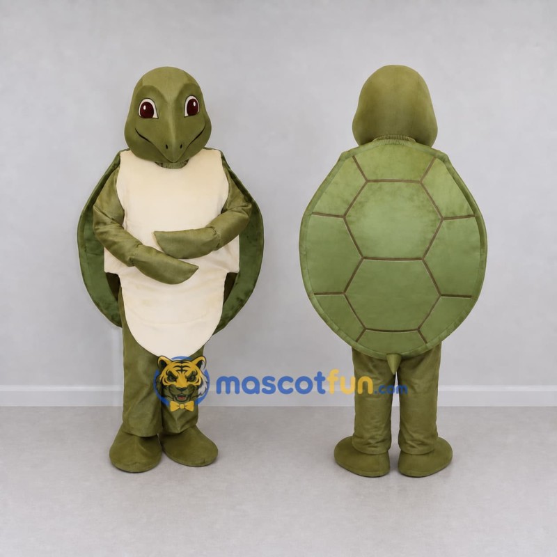 Custom Olive Green and Cream Turtle Mascot Costume Adult Full Body Suit for Wildlife Events Custom Olive Green and Cream Turtle Mascot Costume Adult Full Body Suit for Wildlife Events