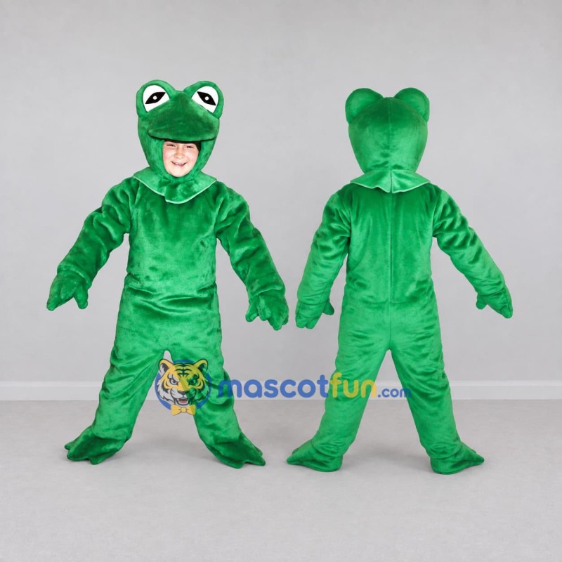Custom Green Open-Face Frog Character Mascot Costume Adult Full Body Suit for School Events Custom Green Open-Face Frog Character Mascot Costume Adult Full Body Suit for School Events
