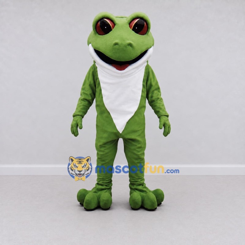 Custom Green and White Frog Character Mascot Costume Adult Full Body Suit for School Events Custom Green and White Frog Character Mascot Costume Adult Full Body Suit for School Events