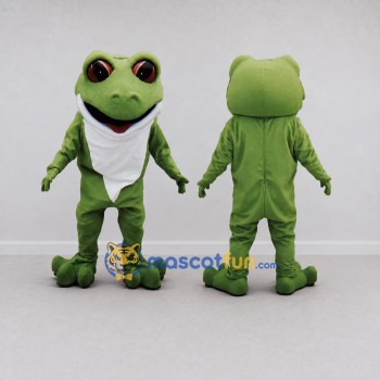 Custom Green and White Frog Character Mascot Costume Adult Full Body Suit for School Events
