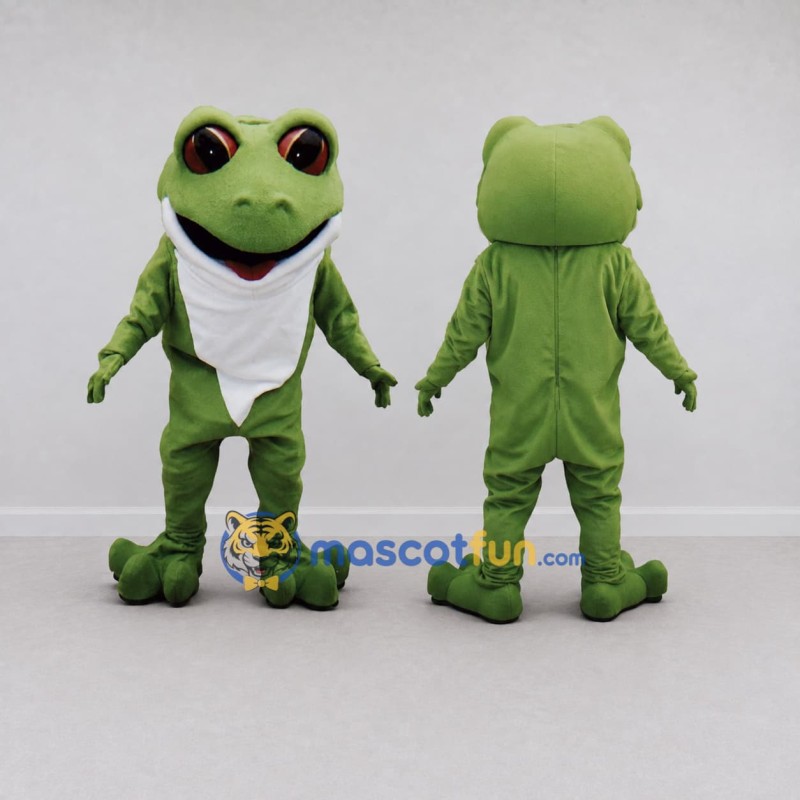 Custom Green and White Frog Character Mascot Costume Adult Full Body Suit for School Events Custom Green and White Frog Character Mascot Costume Adult Full Body Suit for School Events