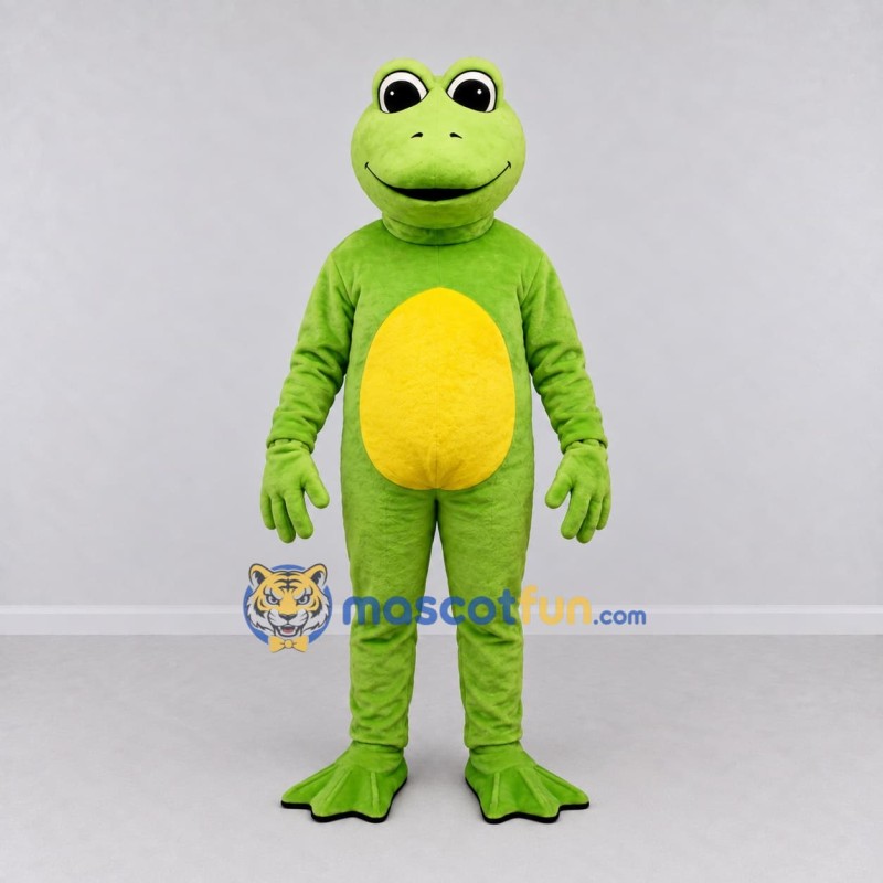 Custom Light Green and Yellow Frog Mascot Costume Adult Full Body Suit for School Events Custom Light Green and Yellow Frog Mascot Costume Adult Full Body Suit for School Events