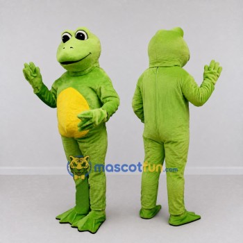 Custom Light Green and Yellow Frog Mascot Costume Adult Full Body Suit for School Events