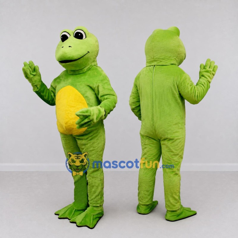 Custom Light Green and Yellow Frog Mascot Costume Adult Full Body Suit for School Events Custom Light Green and Yellow Frog Mascot Costume Adult Full Body Suit for School Events