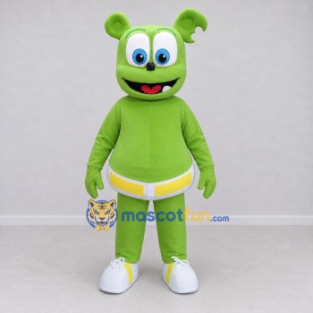 Custom Green and White Bear Character in Shorts Mascot Costume Adult Full Body Suit for Theme Parties Custom Green and White Bear Character in Shorts Mascot Costume Adult Full Body Suit for Theme Parties