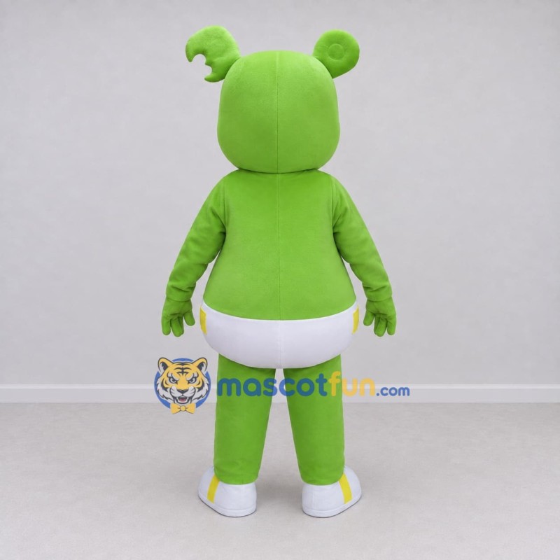 Custom Green and White Bear Character in Shorts Mascot Costume Adult Full Body Suit for Theme Parties Custom Green and White Bear Character in Shorts Mascot Costume Adult Full Body Suit for Theme Parties