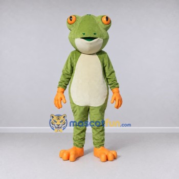 Custom Olive Green and Orange Frog Mascot Costume Adult Full Body Suit for School Events Custom Olive Green and Orange Frog Mascot Costume Adult Full Body Suit for School Events