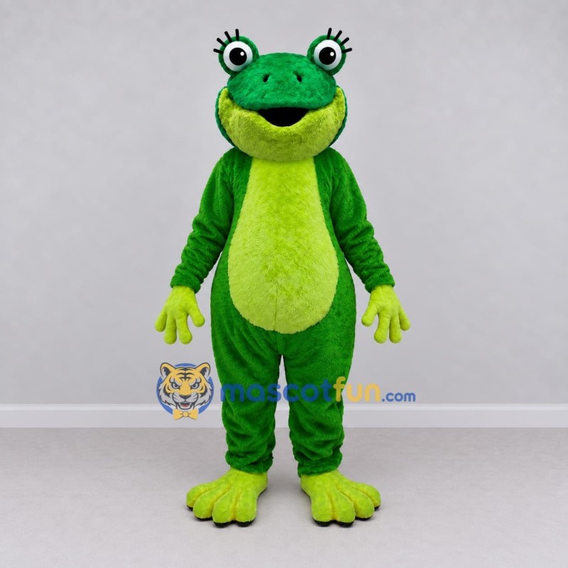 Custom Green and Lime Frog Character Mascot Costume Adult Full Body Suit for School Events Custom Green and Lime Frog Character Mascot Costume Adult Full Body Suit for School Events