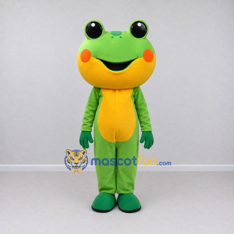 Custom Green and Yellow Frog Character Mascot Costume Adult Full Body Suit for School Events Custom Green and Yellow Frog Character Mascot Costume Adult Full Body Suit for School Events