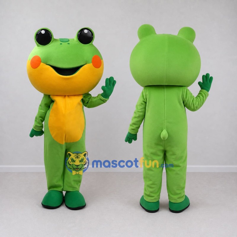 Custom Green and Yellow Frog Character Mascot Costume Adult Full Body Suit for School Events Custom Green and Yellow Frog Character Mascot Costume Adult Full Body Suit for School Events