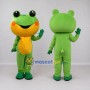 Custom Green and Yellow Frog Character Mascot Costume Adult Full Body Suit for School Events