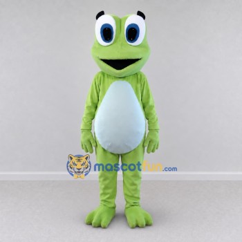 Custom Light Green and White Frog Character Mascot Costume Adult Full Body Suit for School Events