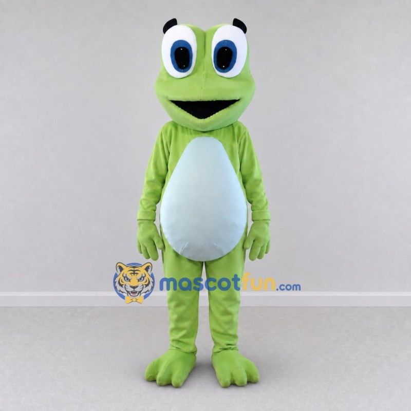 Custom Light Green and White Frog Character Mascot Costume Adult Full Body Suit for School Events Custom Light Green and White Frog Character Mascot Costume Adult Full Body Suit for School Events