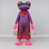 Custom Purple and Red Superhero Frog Mascot Costume Adult Full Body Suit for Theme Parties