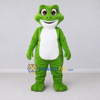 Custom Green and White Frog Character Mascot Costume Adult Full Body Suit for School Events