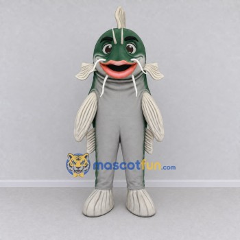 Custom Teal and Gray Catfish Character Mascot Costume Adult Full Body Suit for Ocean Events