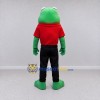 Custom Green and Red Frog in a Polo Shirt Mascot Costume Adult Full Body Suit for School Events Custom Green and Red Frog in a Polo Shirt Mascot Costume Adult Full Body Suit for School Events