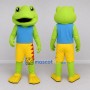 Custom Light Green and Blue Frog in Summer Clothes Mascot Costume Adult Full Body Suit for Summer Events