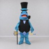 Custom Blue and Black Fish in a Top Hat and Vest Mascot Costume Adult Full Body Suit for Theme Parties