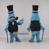 Custom Blue and Black Fish in a Top Hat and Vest Mascot Costume Adult Full Body Suit for Theme Parties