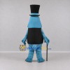 Custom Blue and Black Fish in a Top Hat and Vest Mascot Costume Adult Full Body Suit for Theme Parties