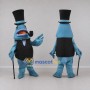 Custom Blue and Black Fish in a Top Hat and Vest Mascot Costume Adult Full Body Suit for Theme Parties