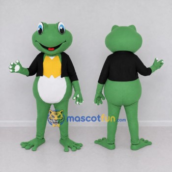Custom Green and Black Frog in a Tuxedo Jacket Mascot Costume Adult Full Body Suit for Theme Parties