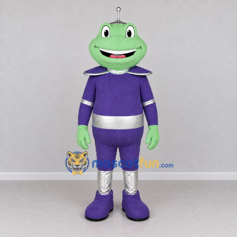 Custom Green and Purple Alien Character in a Space Outfit Mascot Costume Adult Full Body Suit for Theme Parties Custom Green and Purple Alien Character in a Space Outfit Mascot Costume Adult Full Body Suit for Theme Parties