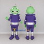 Custom Green and Purple Alien Character in a Space Outfit Mascot Costume Adult Full Body Suit for Theme Parties