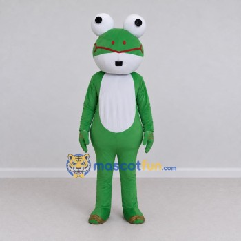 Custom Green and White Frog Character Mascot Costume Adult Full Body Suit for School Events