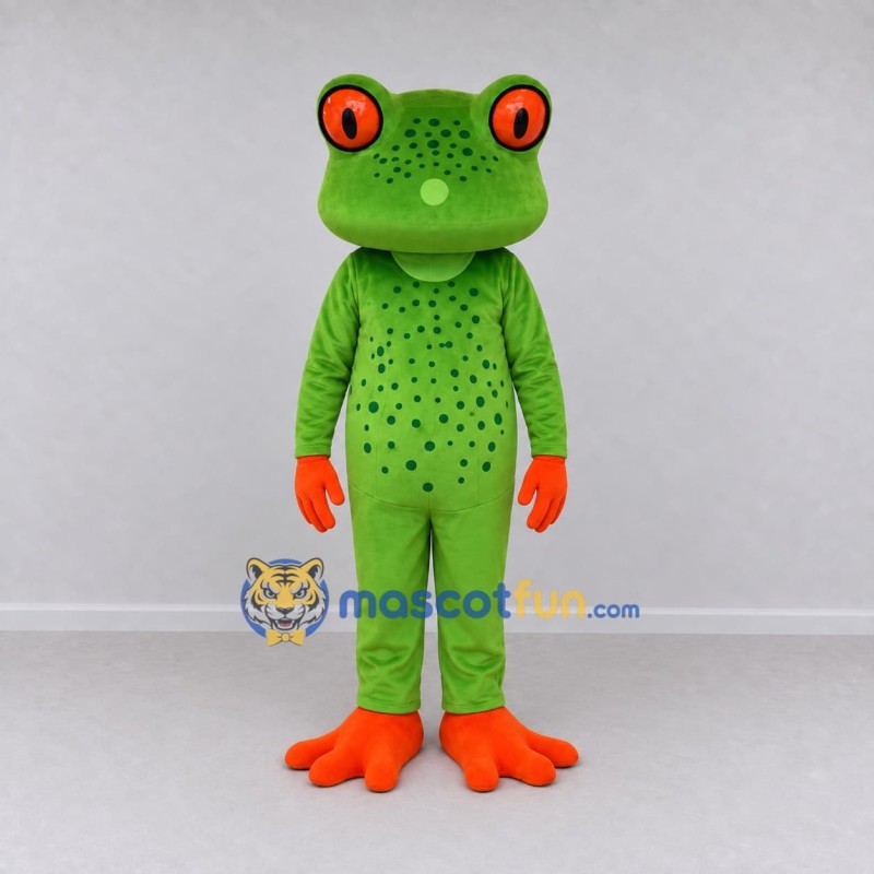 Custom Green and Orange Red-Eyed Tree Frog Character Mascot Costume Adult Full Body Suit for Wildlife Events Custom Green and Orange Red-Eyed Tree Frog Character Mascot Costume Adult Full Body Suit for Wildlife Events
